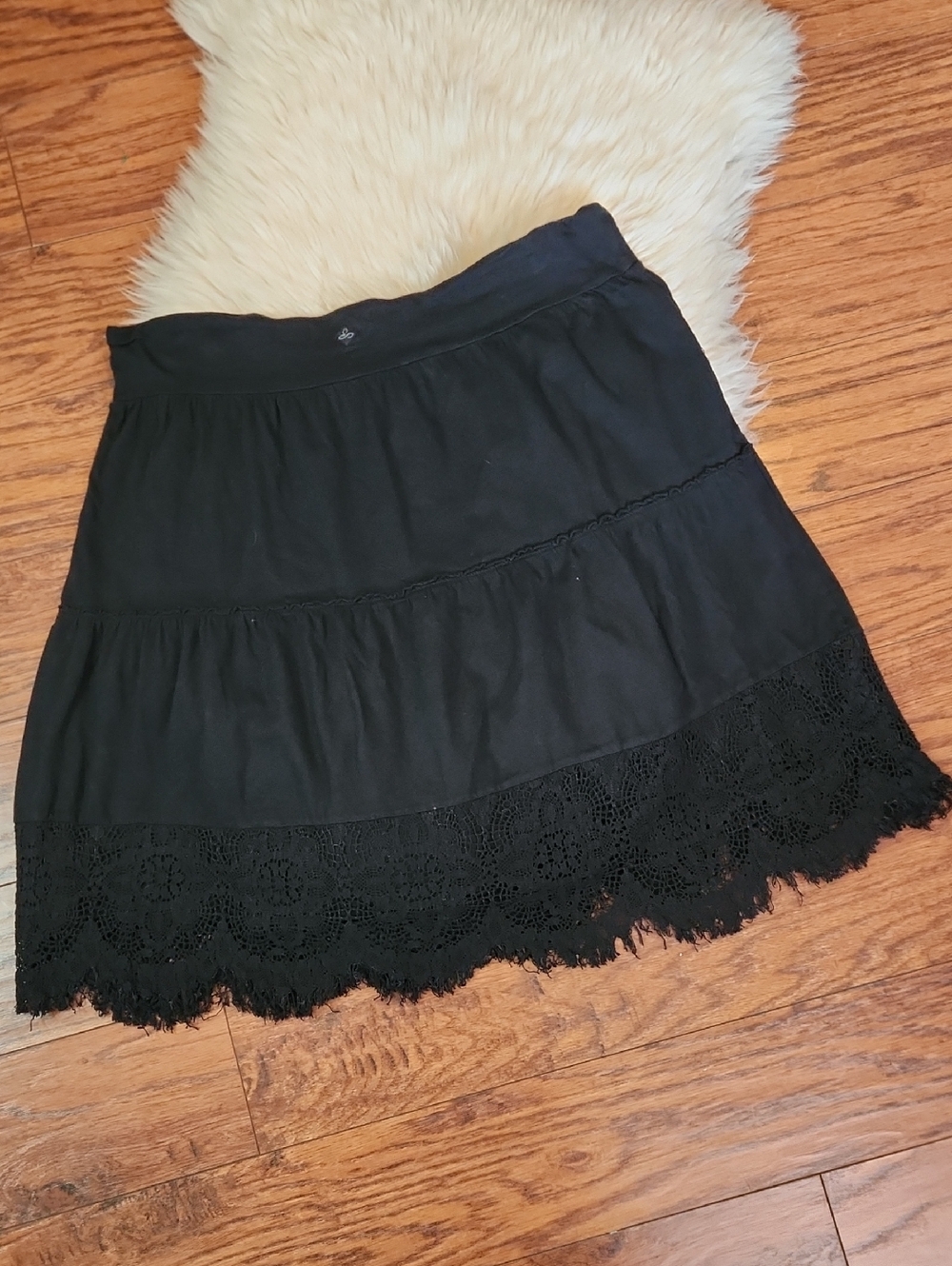 Prana Black Lace Edged Cotton Skirt - Picture 4 of 5